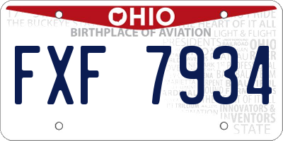 OH license plate FXF7934