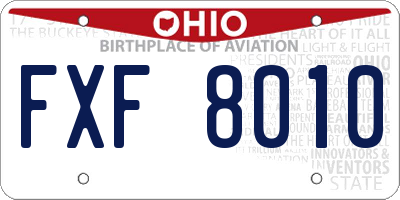 OH license plate FXF8010