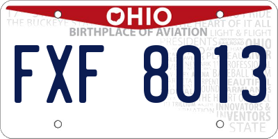 OH license plate FXF8013