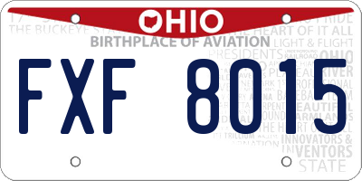 OH license plate FXF8015