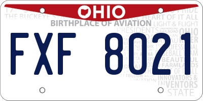 OH license plate FXF8021
