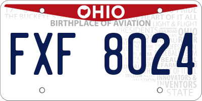 OH license plate FXF8024