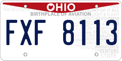 OH license plate FXF8113
