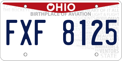 OH license plate FXF8125