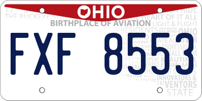 OH license plate FXF8553