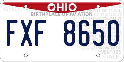 OH license plate FXF8650