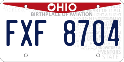 OH license plate FXF8704
