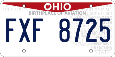 OH license plate FXF8725