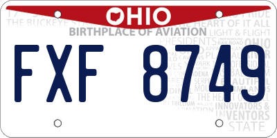 OH license plate FXF8749