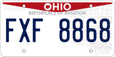 OH license plate FXF8868
