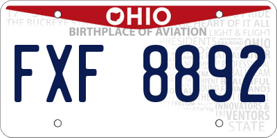 OH license plate FXF8892