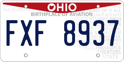 OH license plate FXF8937