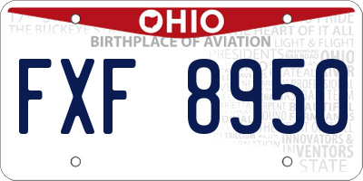 OH license plate FXF8950