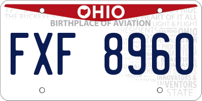 OH license plate FXF8960