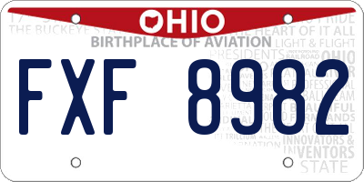 OH license plate FXF8982