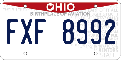 OH license plate FXF8992