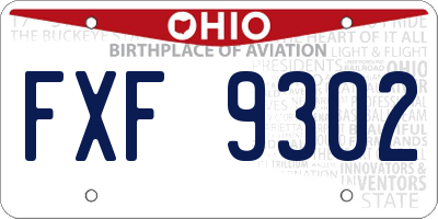 OH license plate FXF9302