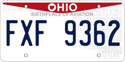 OH license plate FXF9362