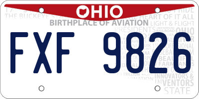 OH license plate FXF9826