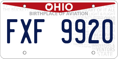 OH license plate FXF9920