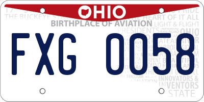 OH license plate FXG0058