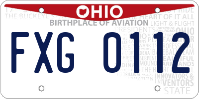 OH license plate FXG0112