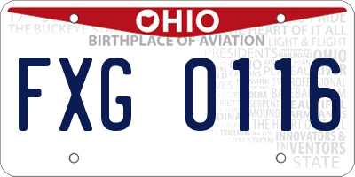 OH license plate FXG0116