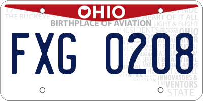 OH license plate FXG0208