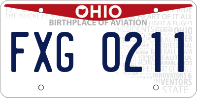 OH license plate FXG0211