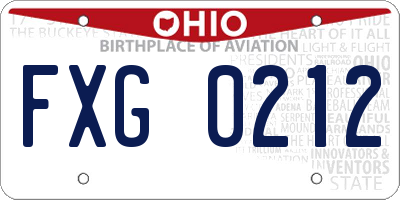 OH license plate FXG0212