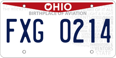 OH license plate FXG0214