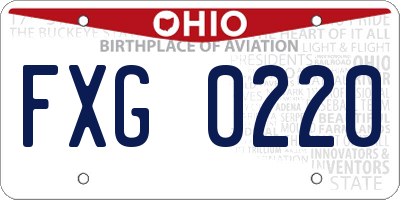 OH license plate FXG0220