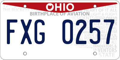 OH license plate FXG0257