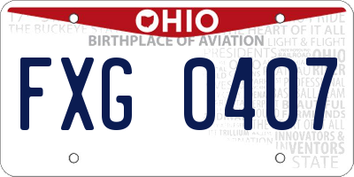 OH license plate FXG0407