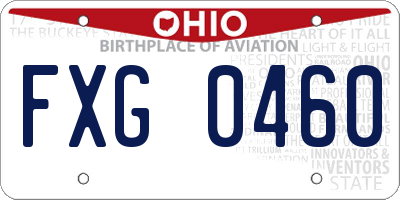OH license plate FXG0460