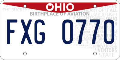OH license plate FXG0770