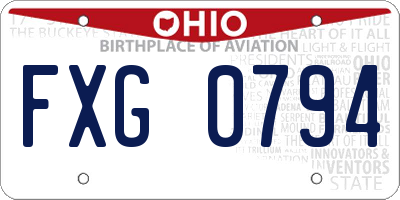 OH license plate FXG0794