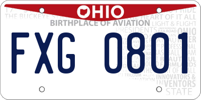 OH license plate FXG0801