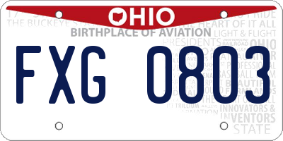 OH license plate FXG0803