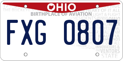 OH license plate FXG0807