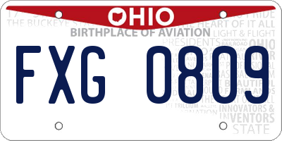 OH license plate FXG0809