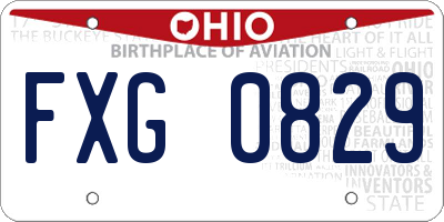 OH license plate FXG0829