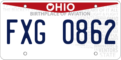 OH license plate FXG0862