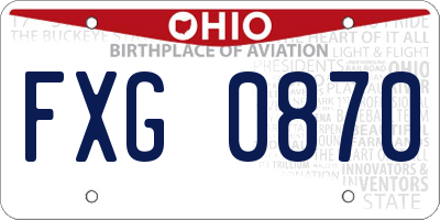 OH license plate FXG0870