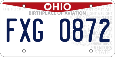 OH license plate FXG0872