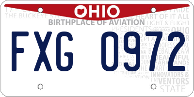 OH license plate FXG0972
