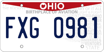 OH license plate FXG0981