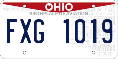 OH license plate FXG1019