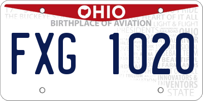 OH license plate FXG1020