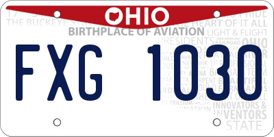 OH license plate FXG1030